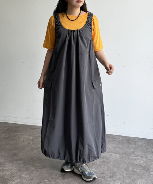 UR ITEMS◆ナイロンベスト&ドッキングワンピース／2Pセット◆CML◆F CPCM（シーピーシーエム） ワンピース 「フェス2点セット」ストレッチ