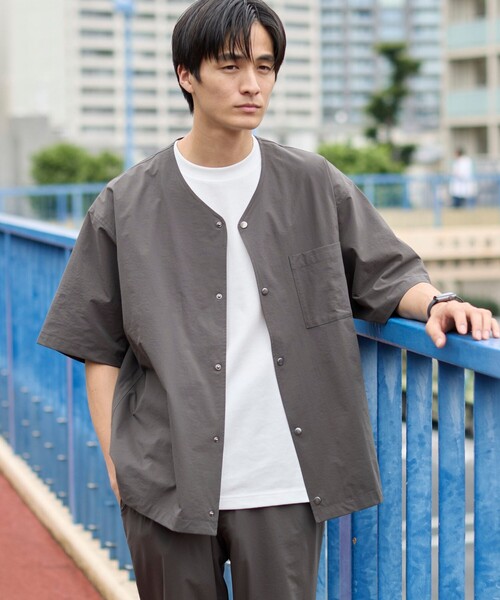coen（コーエン） シャツ ハイカーテックライトウェイトノーカラー