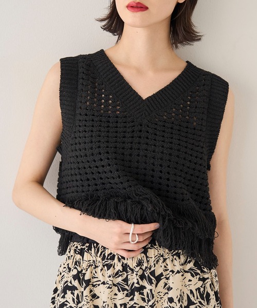 seyto サイズ2 / フリンジレイヤードメランジニットベスト seyto（セイト）の「Fringe layered melange knit vest