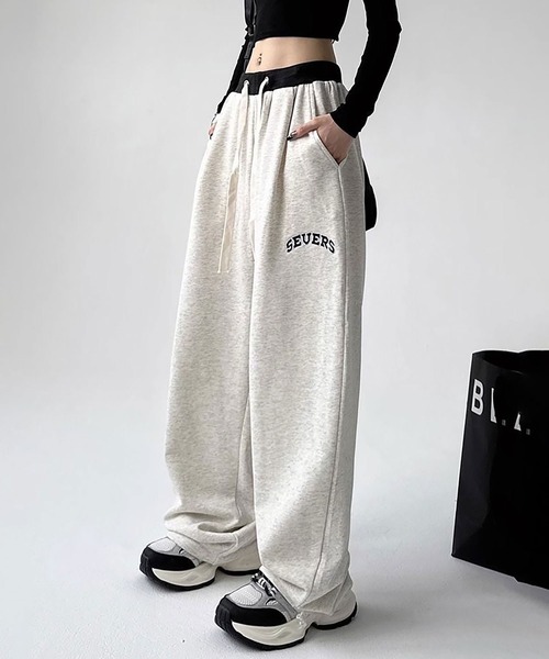 Asterellivi ワイドパンツ スウェットパンツ ジャージ バイカラー Asterellivi ワイドパンツ スウェットパンツ ジャージ バイカラー