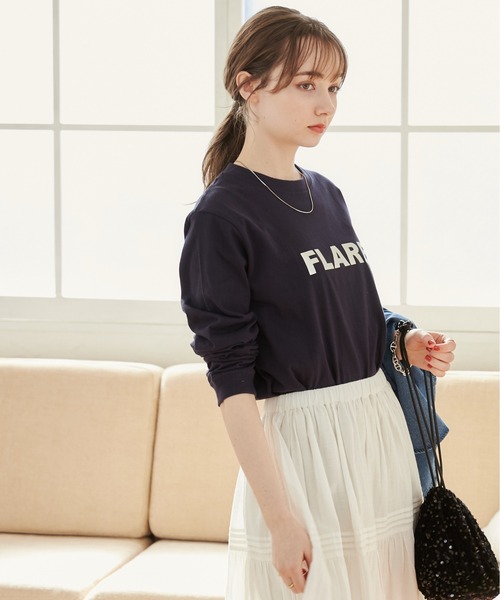 「ANGIE」 「United Athle」長袖カットソー MEDIUM ホワイト×シルバー レディース