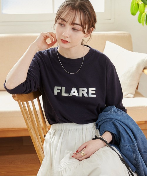「ANGIE」 「United Athle」長袖カットソー MEDIUM ホワイト×シルバー レディース