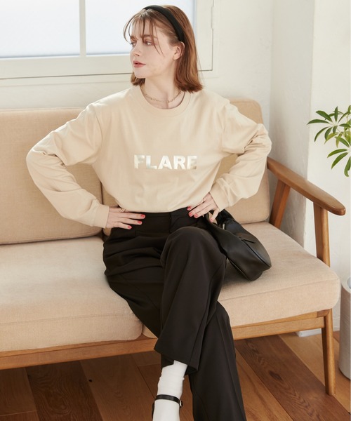 「ANGIE」 「United Athle」長袖カットソー MEDIUM ホワイト×シルバー レディース