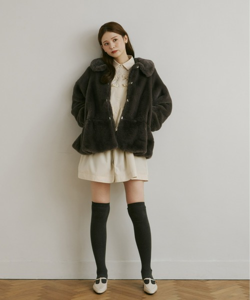 Olu.（オルドット） コート アウター フラッフィーラウンドカラー