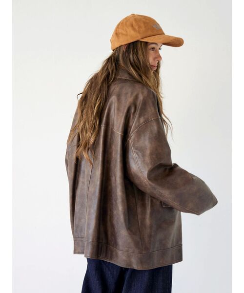 Ungrid ブルゾン アウター ルーズシルエットフェイクレザーブルゾン SALE】UNGRID ルーズシルエットフェイクレザーブルゾン 1125502379