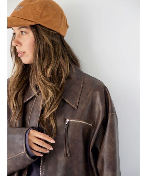 Ungrid ブルゾン アウター ルーズシルエットフェイクレザーブルゾン セール】ルーズシルエットフェイクレザーブルゾン（ブルゾン）｜Ungrid