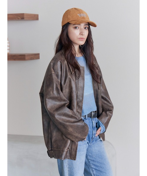 Ungrid ブルゾン アウター ルーズシルエットフェイクレザーブルゾン Ungrid（アングリッド） ブルゾン アウター ルーズシルエットフェイク