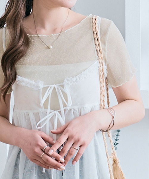 tシャツ 半袖 ラメ シアー メロウ トップス レディース : ZOZOTOWN