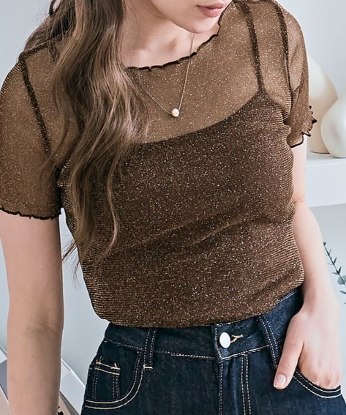 tシャツ 半袖 ラメ シアー メロウ トップス レディース : ZOZOTOWN