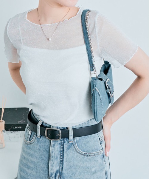 tシャツ 半袖 ラメ シアー メロウ トップス レディース : ZOZOTOWN