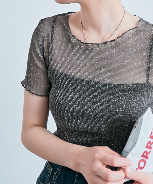 tシャツ 半袖 ラメ シアー メロウ トップス レディース : ZOZOTOWN