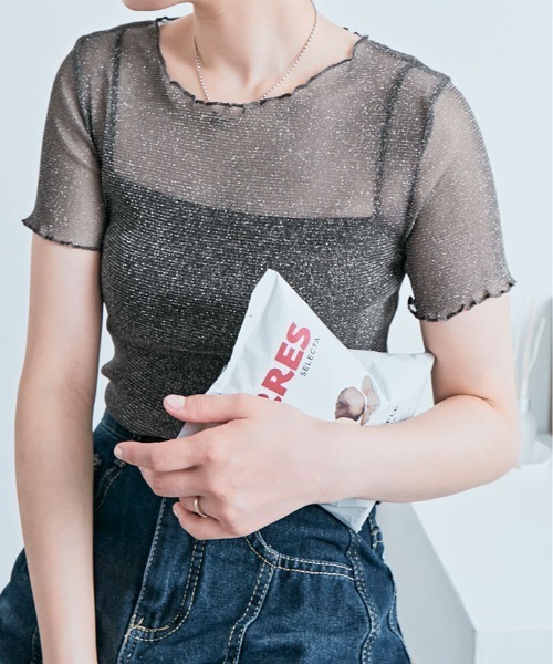 tシャツ 半袖 ラメ シアー メロウ トップス レディース : ZOZOTOWN