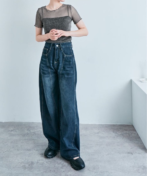 tシャツ 半袖 ラメ シアー メロウ トップス レディース : ZOZOTOWN