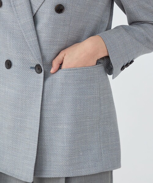 ジャケット テーラードジャケット JERSELY BLUE ダブルブレストジャケット レディースの画像