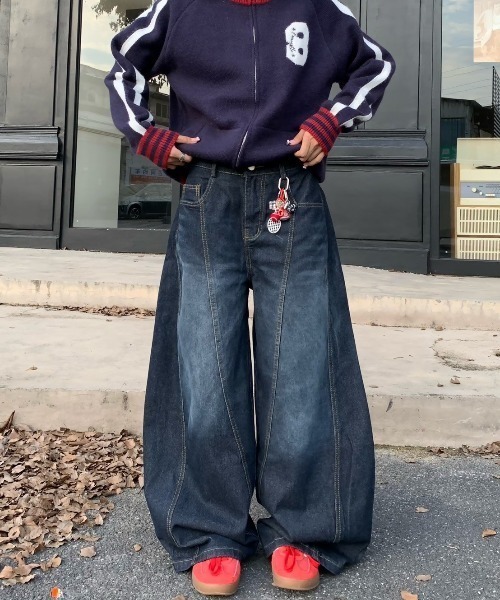 UP START ジーンズ デニム デニムパンツ 「LAMPOON」ヒップ刺繍バギー UP START ジーンズ デニム デニムパンツ 「LAMPOON」ヒップ刺繍バギー