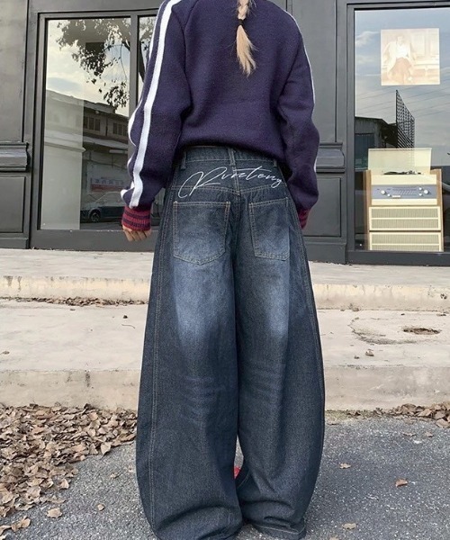 UP START ジーンズ デニム デニムパンツ 「LAMPOON」ヒップ刺繍バギー UP START ジーンズ デニム デニムパンツ 「LAMPOON」ヒップ刺繍バギー