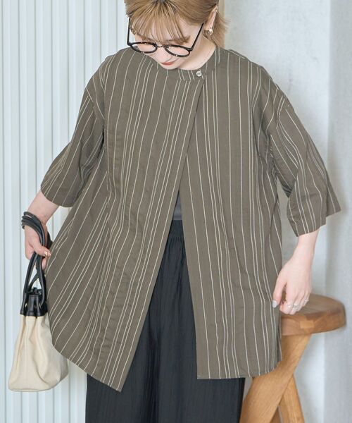 「AMERICAN HOLIC」 半袖ブラウス FREE グレー レディース_画像2