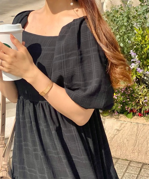 「JUNOAH」 半袖ワンピース X-LARGE ブラック レディース_画像2