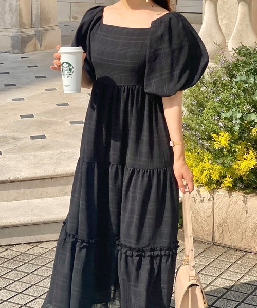 「JUNOAH」 半袖ワンピース X-LARGE ブラック レディース_画像4