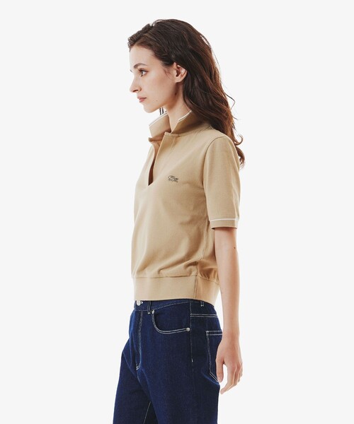 「LACOSTE」 半袖ポロシャツ 36 ベージュ レディースの画像