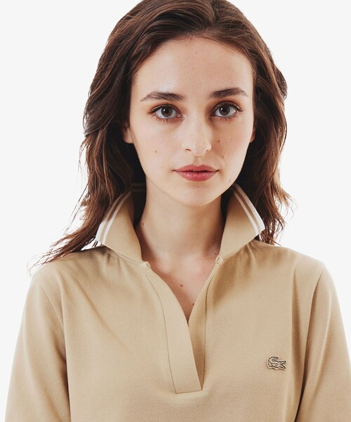「LACOSTE」 半袖ポロシャツ 36 ベージュ レディースの画像