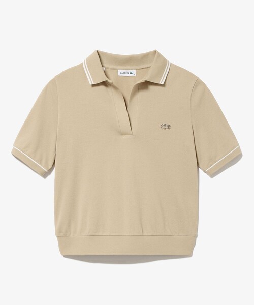 「LACOSTE」 半袖ポロシャツ 36 ベージュ レディースの画像