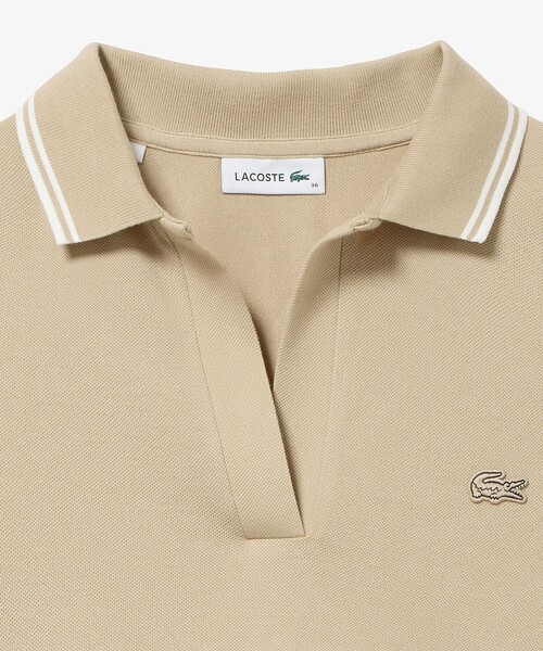 「LACOSTE」 半袖ポロシャツ 36 ベージュ レディースの画像