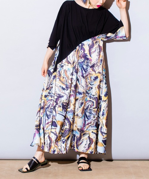 「OSMOSIS」 7分袖ワンピース ONE SIZE イエロー レディース_画像6