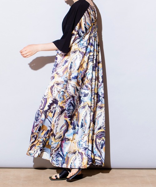 「OSMOSIS」 7分袖ワンピース ONE SIZE イエロー レディース_画像9