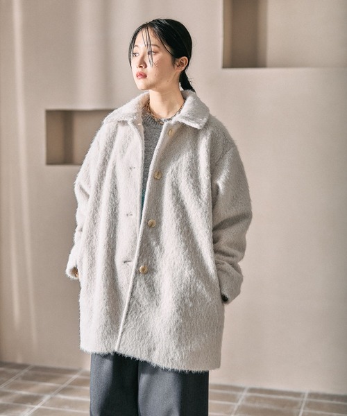 ウール混 シャギーミドルコート | mystic(ミスティック)レディース