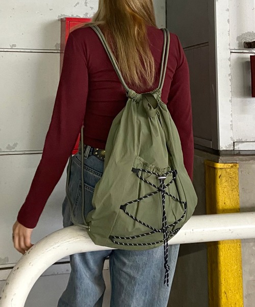 rire デイバック リュック ドローコードナップサック レディース