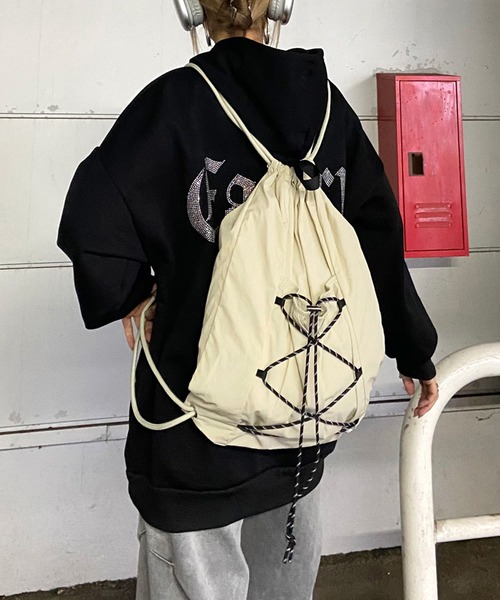 rire デイバック リュック ドローコードナップサック レディース