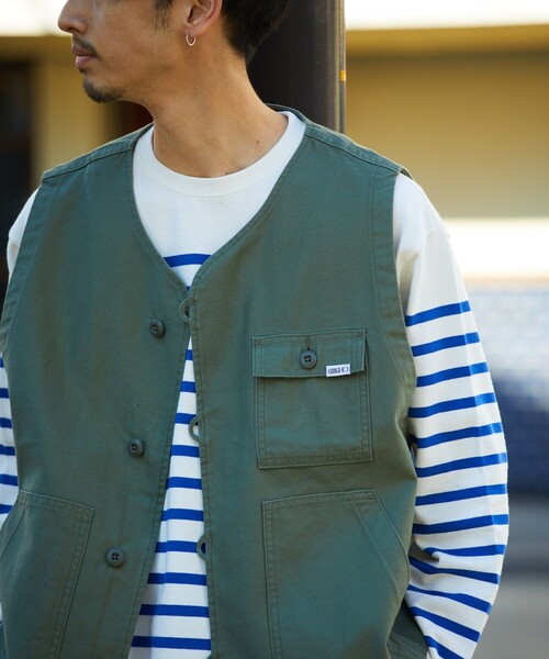 「GUNG HO」 ベスト LARGE オリーブ メンズ_画像4