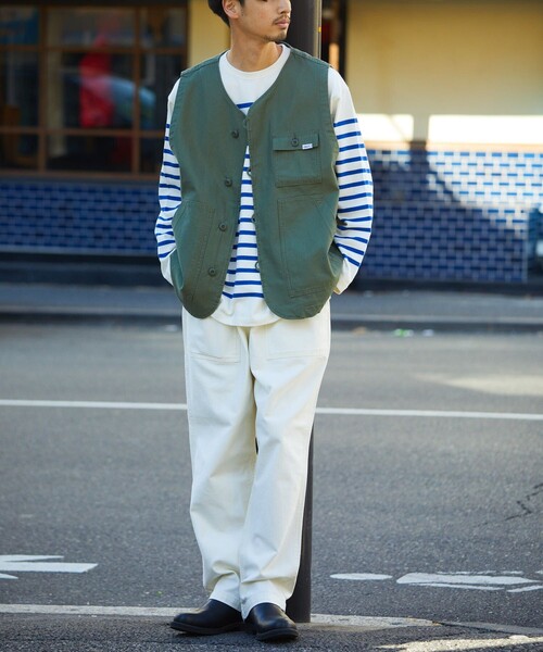 「GUNG HO」 ベスト LARGE オリーブ メンズ_画像9