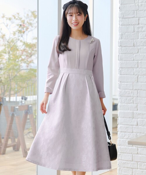 Tiaclasse ワンピース フラワージャガードドッキングワンピース