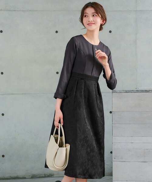 Tiaclasse ワンピース フラワージャガードドッキングワンピース