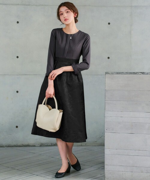 Tiaclasse ワンピース フラワージャガードドッキングワンピース