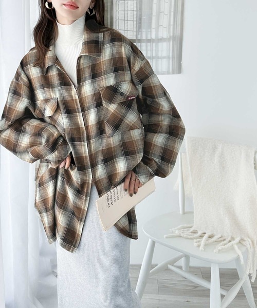 「Java」 長袖シャツ LARGE ブラウン レディース_画像2