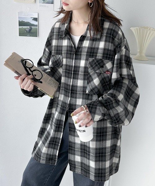 「Java」 長袖シャツ LARGE ブラウン レディース_画像4