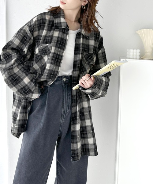 「Java」 長袖シャツ LARGE ブラウン レディース_画像6