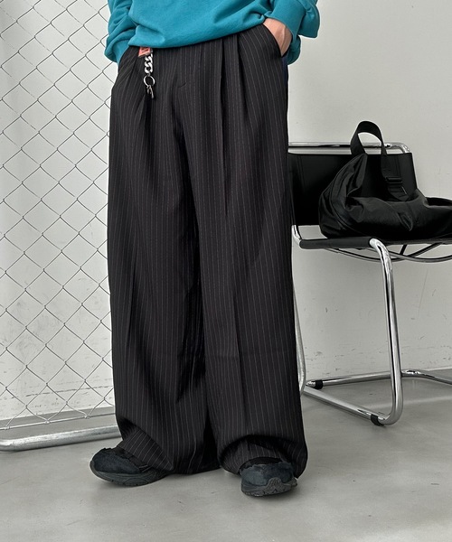 ハ*ル様 8 WARDS サイドストライプパンツ ブラック UNDERSTATEMENTs スラックス 「ユニセックス」サイドラインワイド