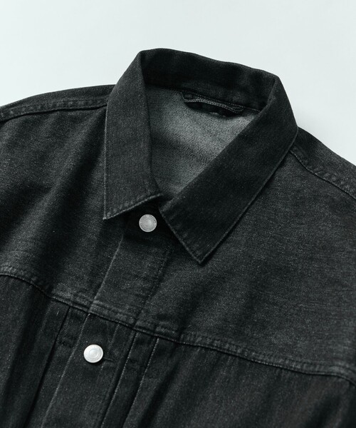 「FREAK'S STORE」 デニムジャケット LARGE チャコールグレー×ブラック メンズ_画像4