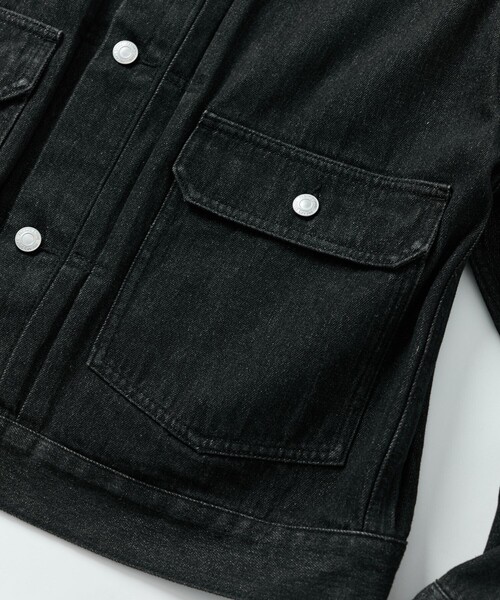 「FREAK'S STORE」 デニムジャケット LARGE チャコールグレー×ブラック メンズ_画像8