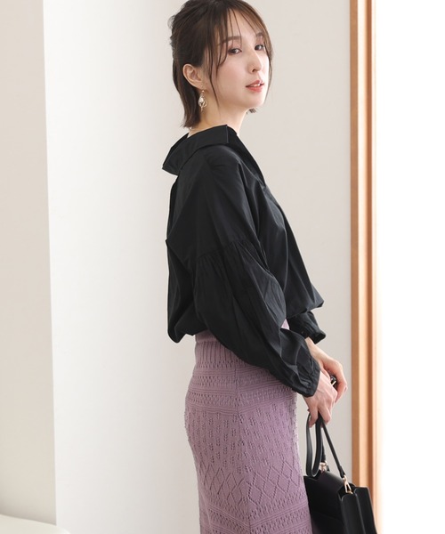 「ElegChic」 「LARU」長袖ブラウス M～Ｌ オフホワイト レディース_画像3