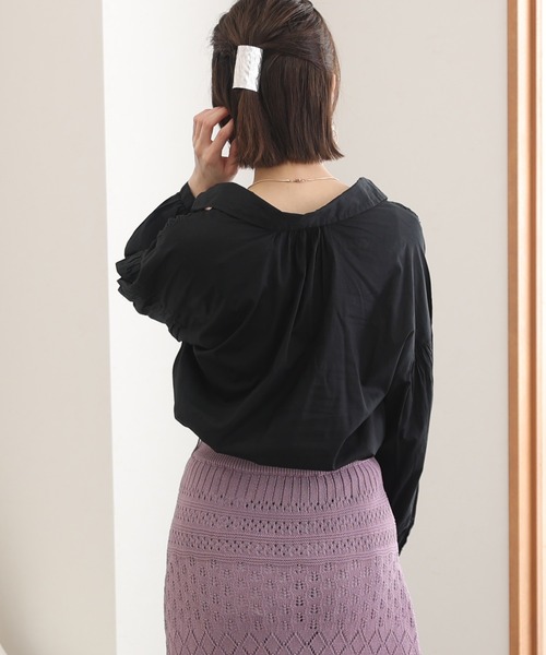 「ElegChic」 「LARU」長袖ブラウス M～Ｌ オフホワイト レディース_画像4