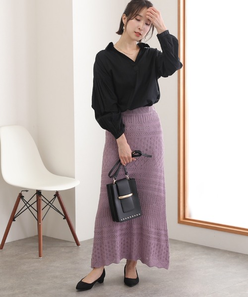 「ElegChic」 「LARU」長袖ブラウス M～Ｌ オフホワイト レディース_画像5