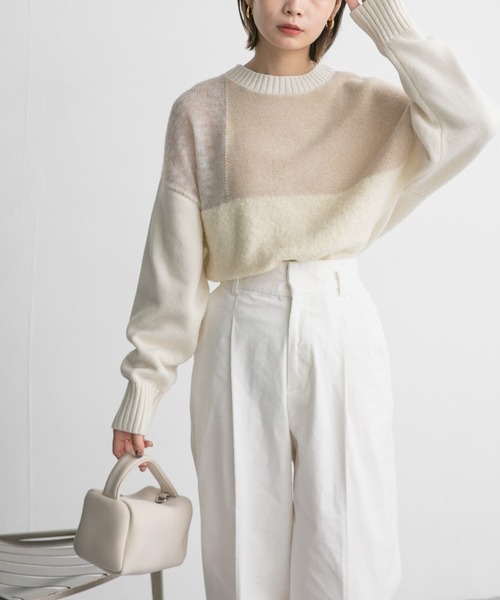 「KBF」 長袖ニット ONE チャコールグレー レディース_画像2