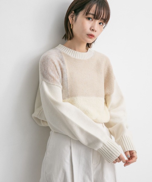 「KBF」 長袖ニット ONE チャコールグレー レディース_画像6