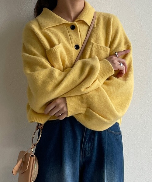 「w closet」 ニットカーディガン FREE キナリ レディース_画像4