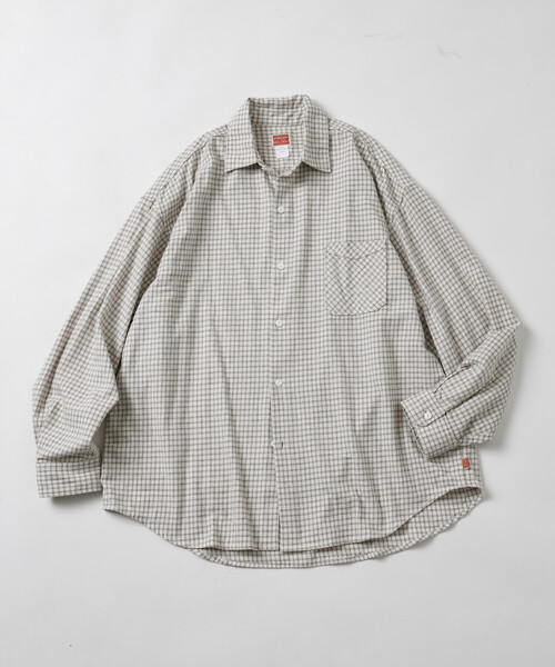 「HINSON」 長袖ネルシャツ MEDIUM グレー メンズ_画像2